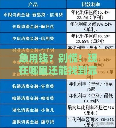 急用钱？别慌！现在哪里还能找到靠谱的贷款渠道？
