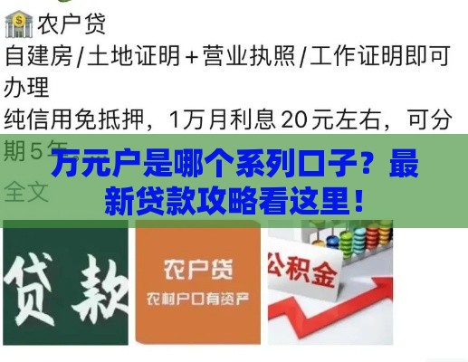 万元户是哪个系列口子？最新贷款攻略看这里！