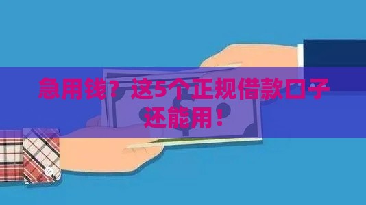 急用钱？这5个正规借款口子还能用！
