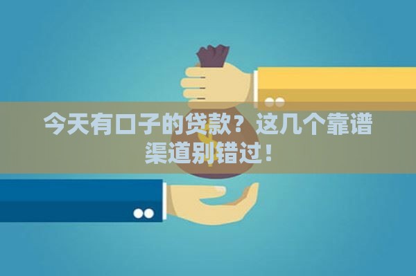 今天有口子的贷款？这几个靠谱渠道别错过！
