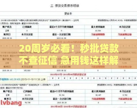 20周岁必看！秒批贷款不查征信 急用钱这样解决最靠谱