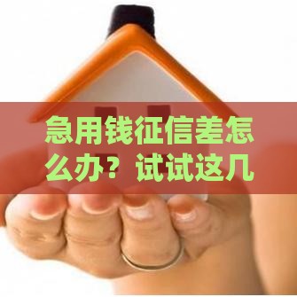 急用钱征信差怎么办？试试这几个正规渠道，资质不足也能下款！