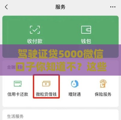 驾驶证贷5000微信口子你知道不？这些渠道靠谱又快捷！