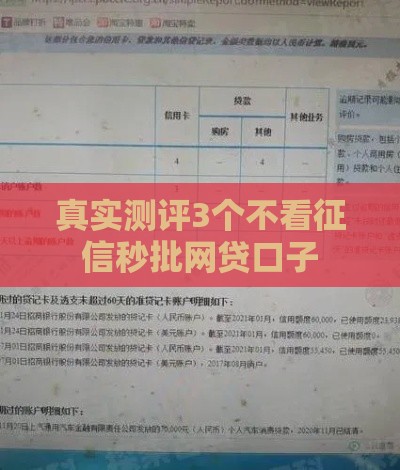 真实测评3个不看征信秒批网贷口子