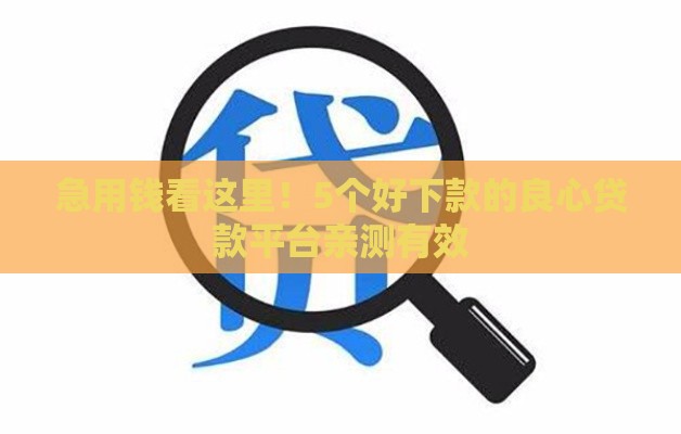 急用钱看这里！5个好下款的良心贷款平台亲测有效