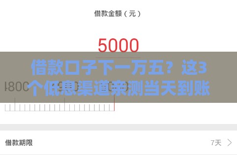 借款口子下一万五？这3个低息渠道亲测当天到账！