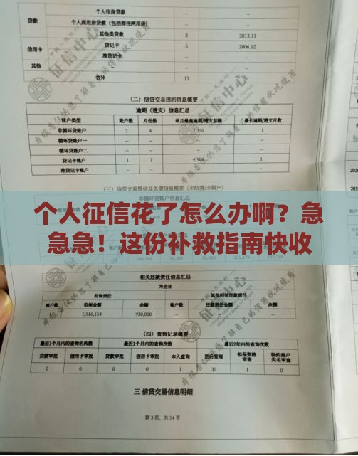 个人征信花了怎么办啊？急急急！这份补救指南快收好