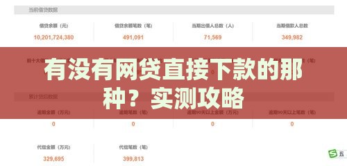 有没有网贷直接下款的那种?实测攻略 有没有网贷直接下款的那种?实测攻略