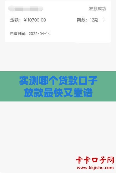 实测哪个贷款口子放款最快又靠谱