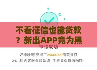 不看征信也能贷款？新出APP竟为黑白户开绿灯！
