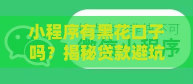小程序有黑花口子吗？揭秘贷款避坑指南