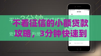 不看征信的小额贷款攻略，3分钟快速到账！