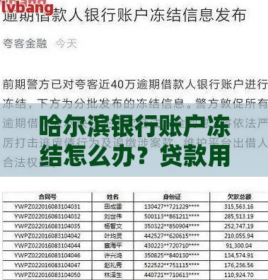 哈尔滨银行账户冻结怎么办？贷款用户必看解决方案！