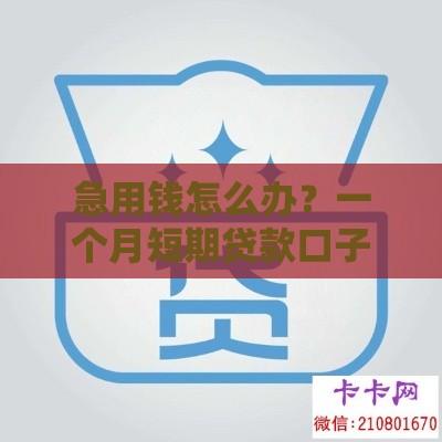 急用钱怎么办？一个月短期贷款口子推荐，快速到账不踩坑！