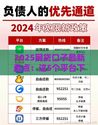 2025网贷口子最新盘点：这5个平台下款快、审核松，