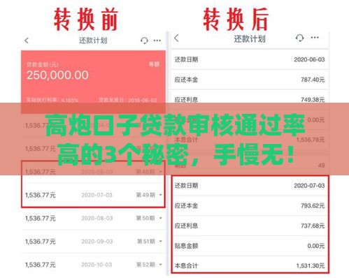 高炮口子贷款审核通过率高的3个秘密，手慢无！