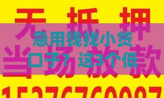 急用钱找小贷口子?这3个低门槛方案靠谱又安全! 急用钱找小贷口子?这3个低门槛方案靠谱又安全!