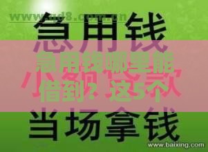 急用钱哪里能借到？这5个靠谱渠道帮你解决资金难题