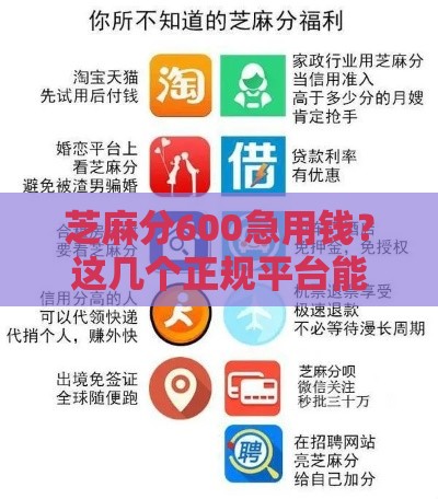 芝麻分600急用钱？这几个正规平台能借1000元，亲测靠谱！
