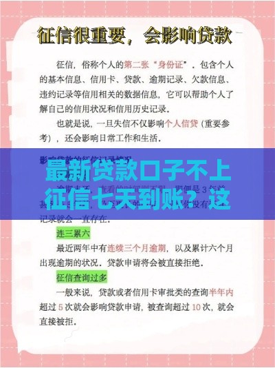 最新贷款口子不上征信七天到账？这5点必须搞懂！