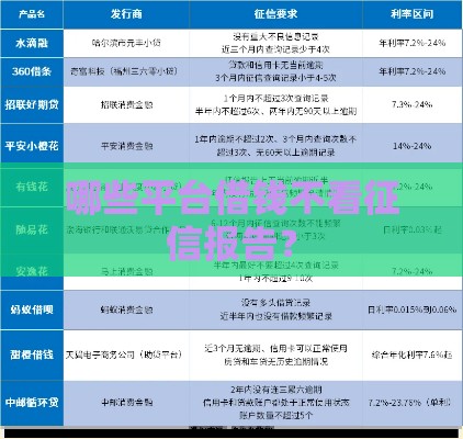 哪些平台借钱不看征信报告？