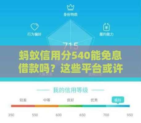 蚂蚁信用分540能免息借款吗？这些平台或许能帮你！