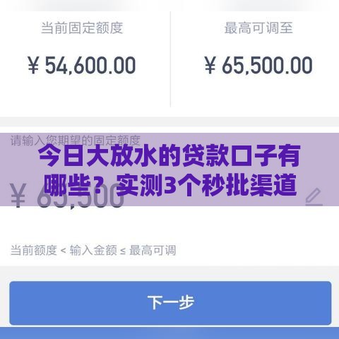 今日大放水的贷款口子有哪些?实测3个秒批渠道! 今日大放水的贷款口子有哪些?实测3个秒批渠道!