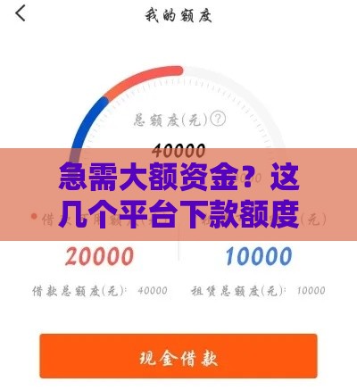 急需大额资金？这几个平台下款额度高，轻松解决燃眉之急！