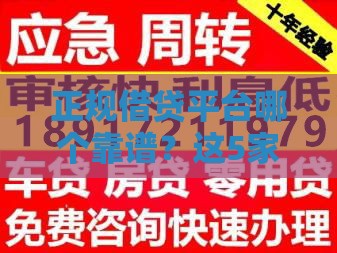 正规借贷平台哪个靠谱？这5家口碑好、放款快，借钱避坑必看！