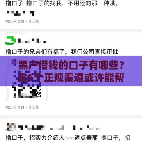 黑户借钱的口子有哪些？这5个正规渠道或许能帮到你