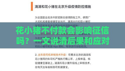 花小猪不付款会影响征信吗？一文说清后果和应对