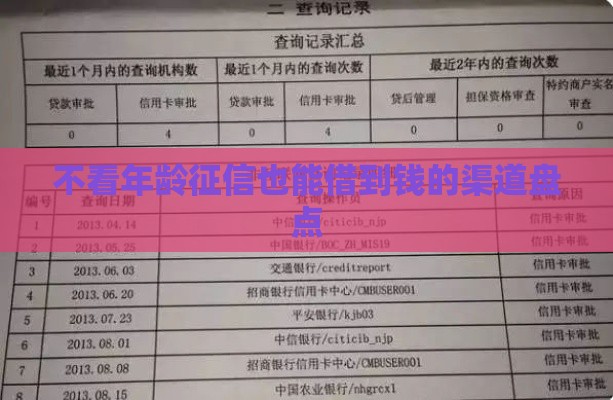 不看年龄征信也能借到钱的渠道盘点