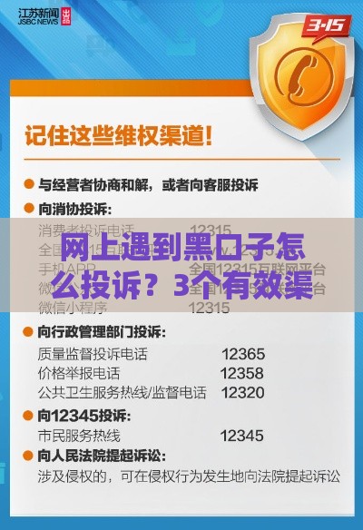 网上遇到黑口子怎么投诉？3个有效渠道手把手教你维权