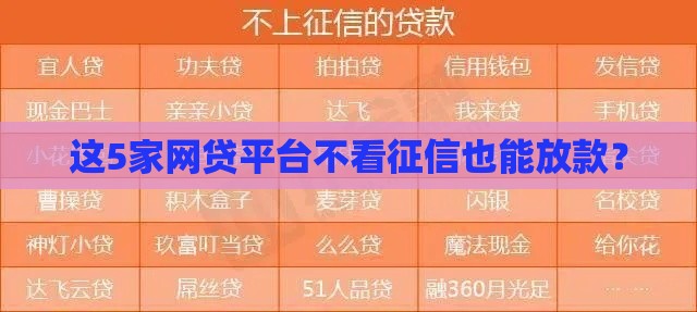 这5家网贷平台不看征信也能放款？