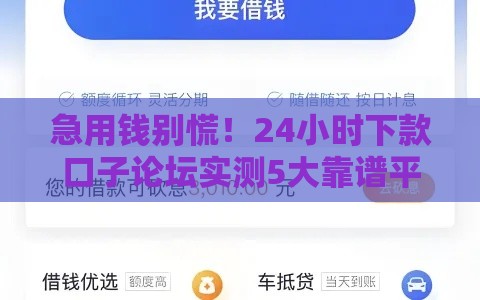 急用钱别慌！24小时下款口子论坛实测5大靠谱平台