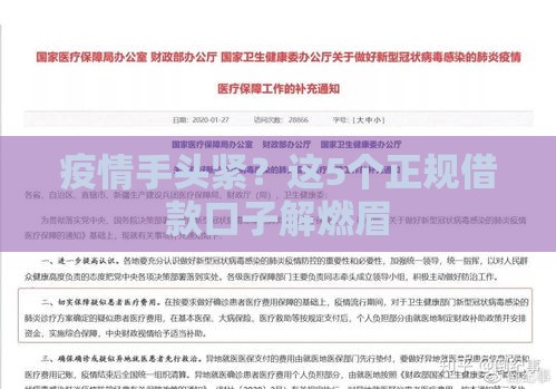 疫情手头紧？这5个正规借款口子解燃眉