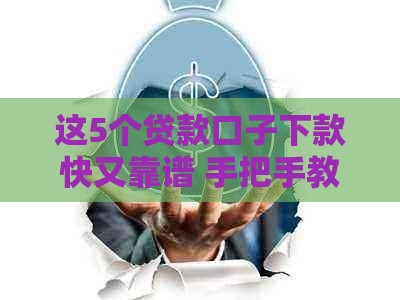 这5个贷款口子下款快又靠谱 手把手教你避坑