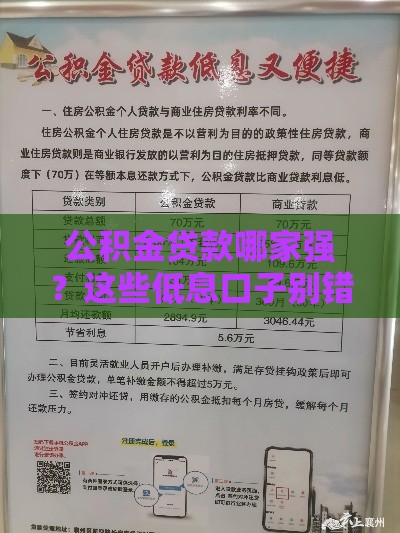 公积金贷款哪家强？这些低息口子别错过！