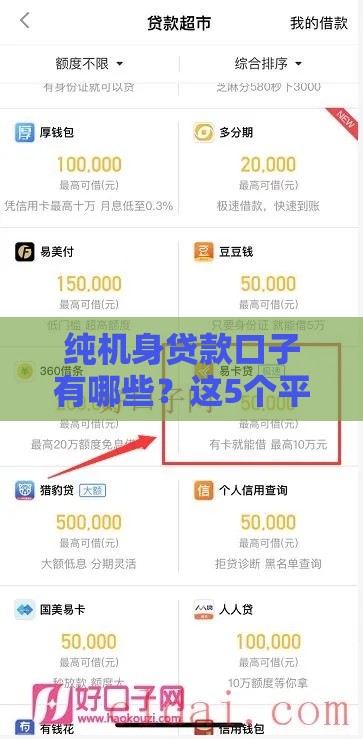 纯机身贷款口子有哪些？这5个平台下款快、无抵押！