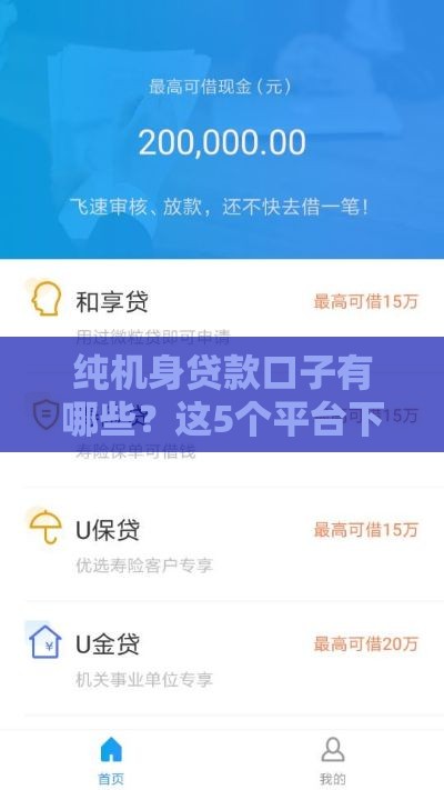 纯机身贷款口子有哪些？这5个平台下款快、无抵押！