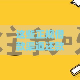 这些正规借款渠道还款压力小