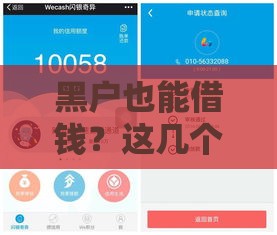 黑户也能借钱？这几个口子放款快，试试看！