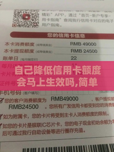 自己降低信用卡额度会马上生效吗,简单汇总5个18岁黑户专用口子