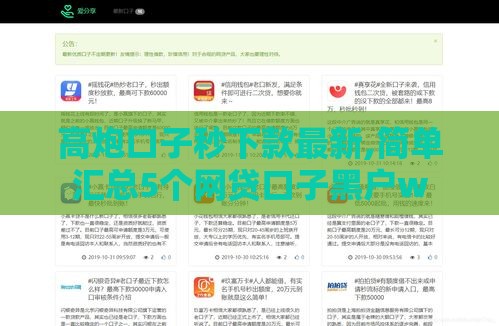 高炮口子秒下款最新,简单汇总5个网贷口子黑户w