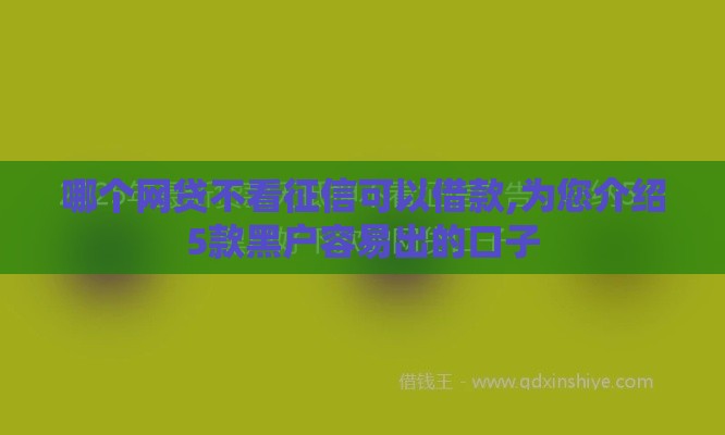 哪个网贷不看征信可以借款,为您介绍5款黑户容易出的口子