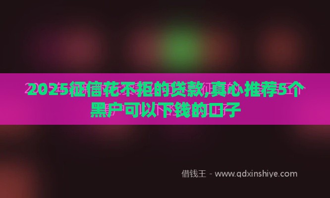2025征信花不拒的贷款,真心推荐5个黑户可以下钱的口子