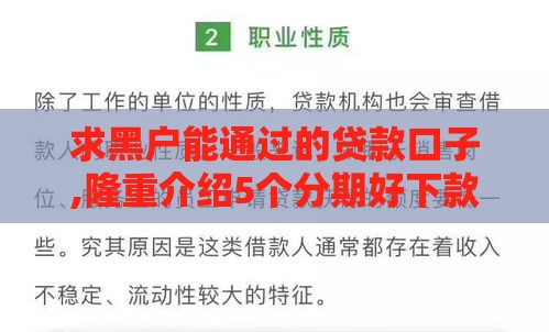 求黑户能通过的贷款口子,隆重介绍5个分期好下款黑户口子