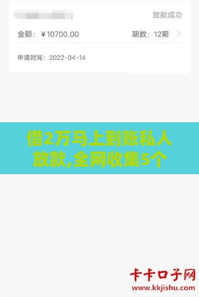 借2万马上到账私人放款,全网收集5个新上线的网贷口子