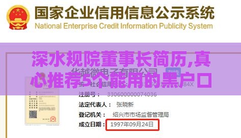 深水规院董事长简历,真心推荐5个能用的黑户口子