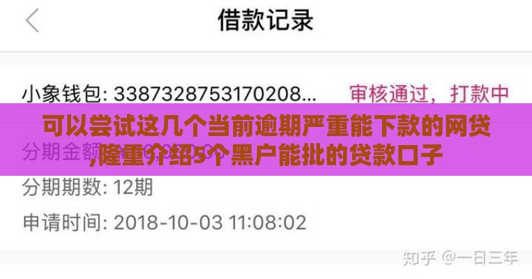 可以尝试这几个当前逾期严重能下款的网贷,隆重介绍5个黑户能批的贷款口子